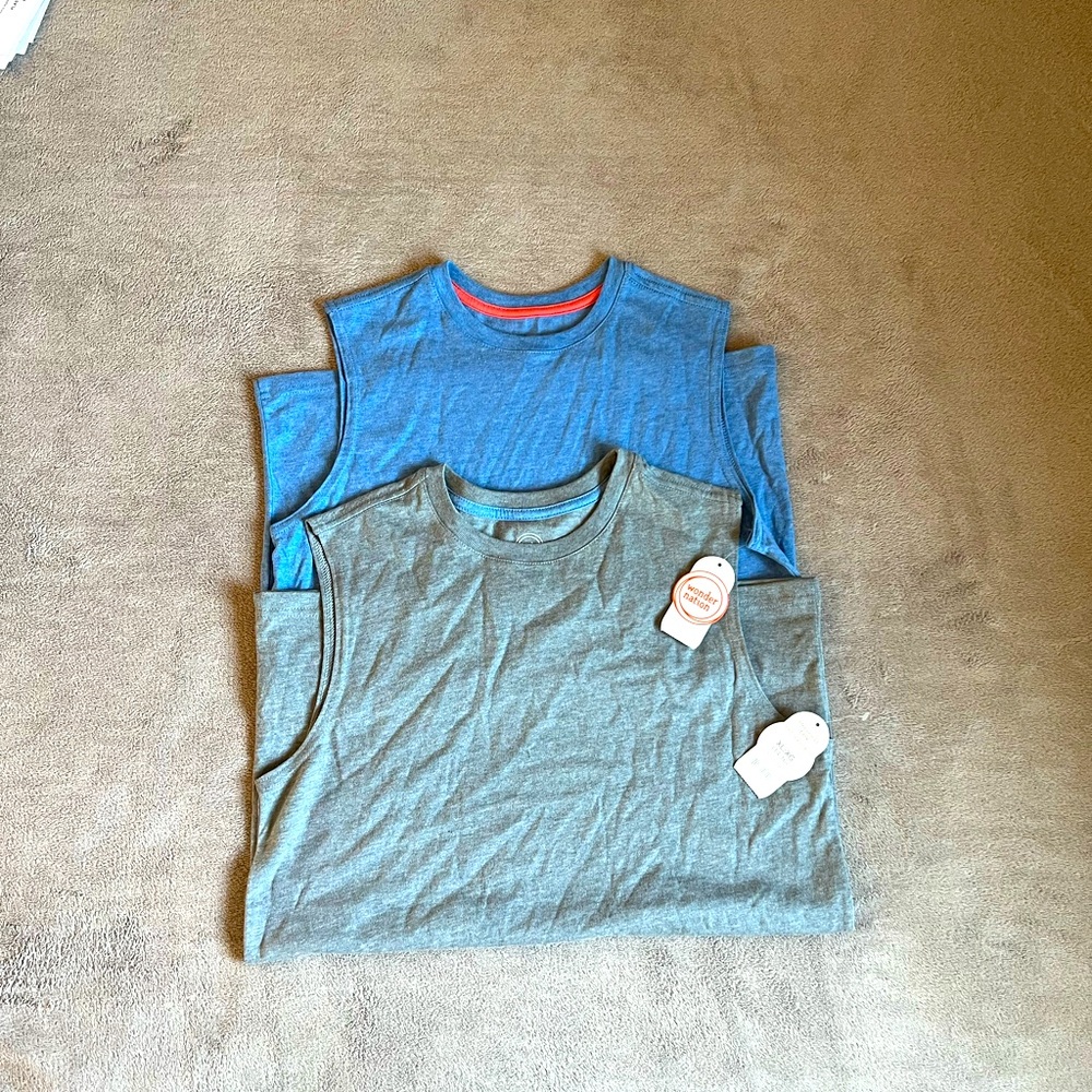Blue and Gray Short Sleeve Tees Casual Cotton NEW